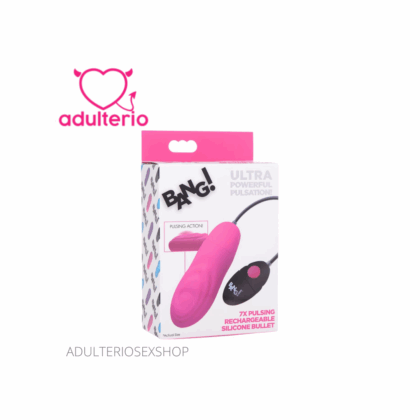 BANG! 7X PULSING RECHARGEABLE SILICONE BULLET – PINK