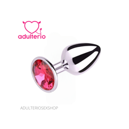 PLUG ANAL PLATA – MEDIANO– GEMA REDONDA – ROJA