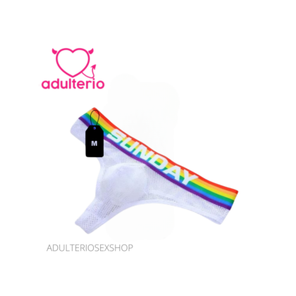Tanga de Malla Blanca Arcoíris para Hombre Talla M Transpirable