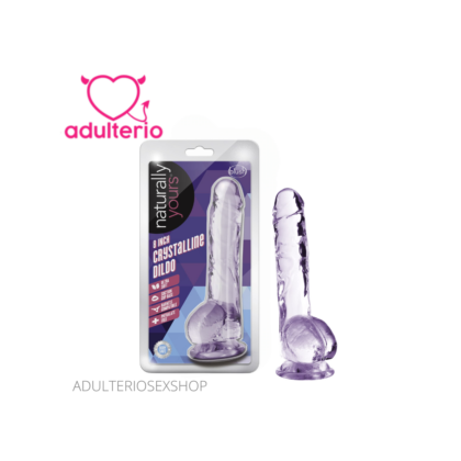 Naturally 8" Dildo de Cristal Amatista Elegante, con ventosa