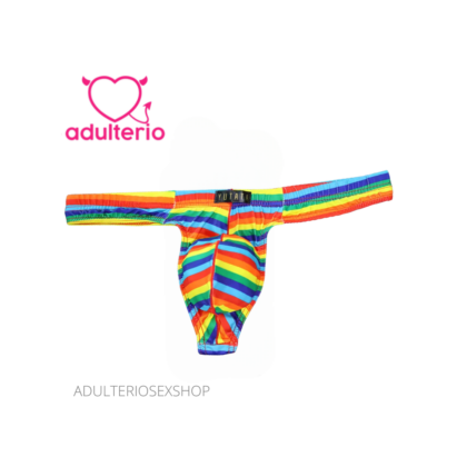 Tanga para Hombre con Diseño de Arcoíris Colorido Talla L