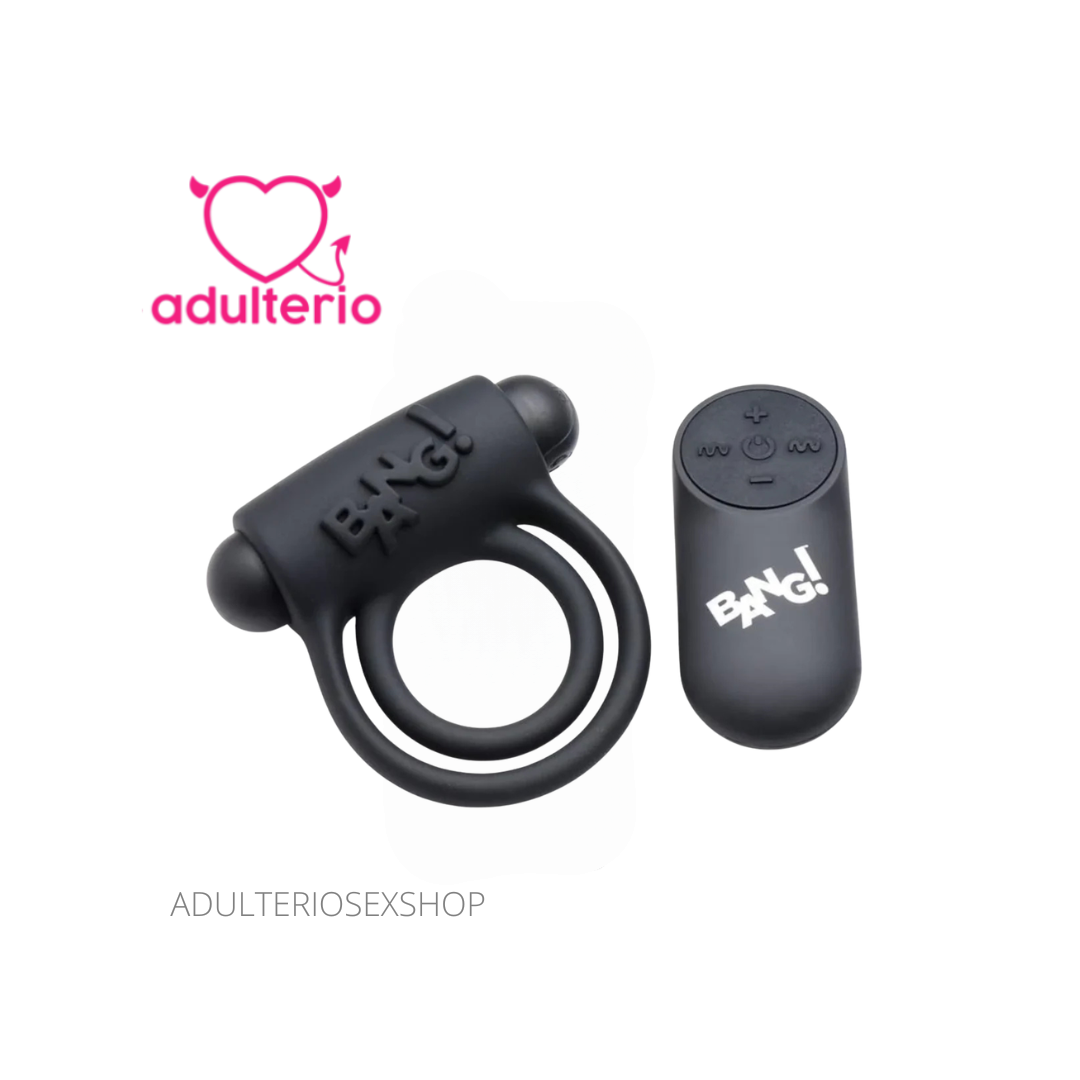 Cock Ring & Bullet Control Remoto Black | Anillo Vibrador USB