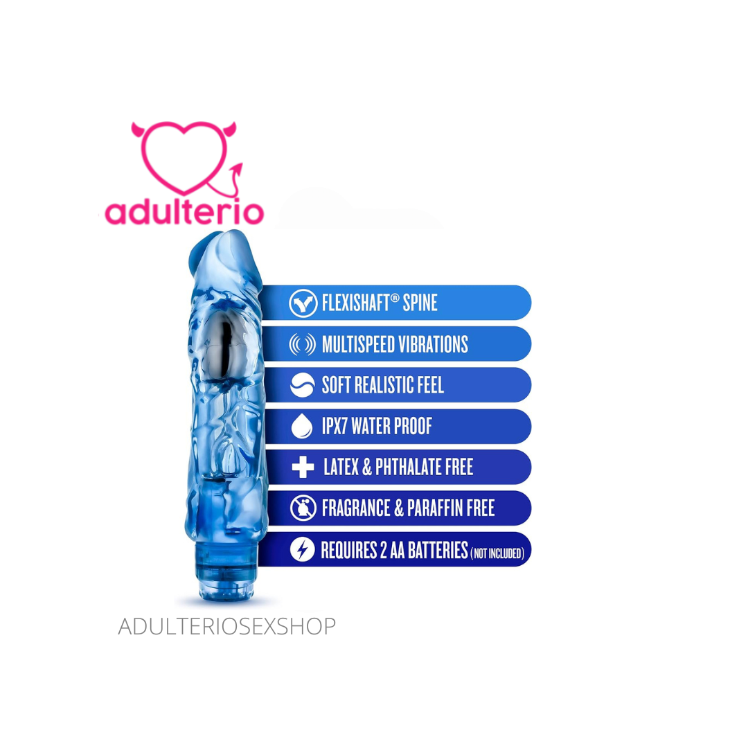 B Yours Vibe 6 Blue | Vibrador Recargable de Silicona Azul 9" - Imagen 4