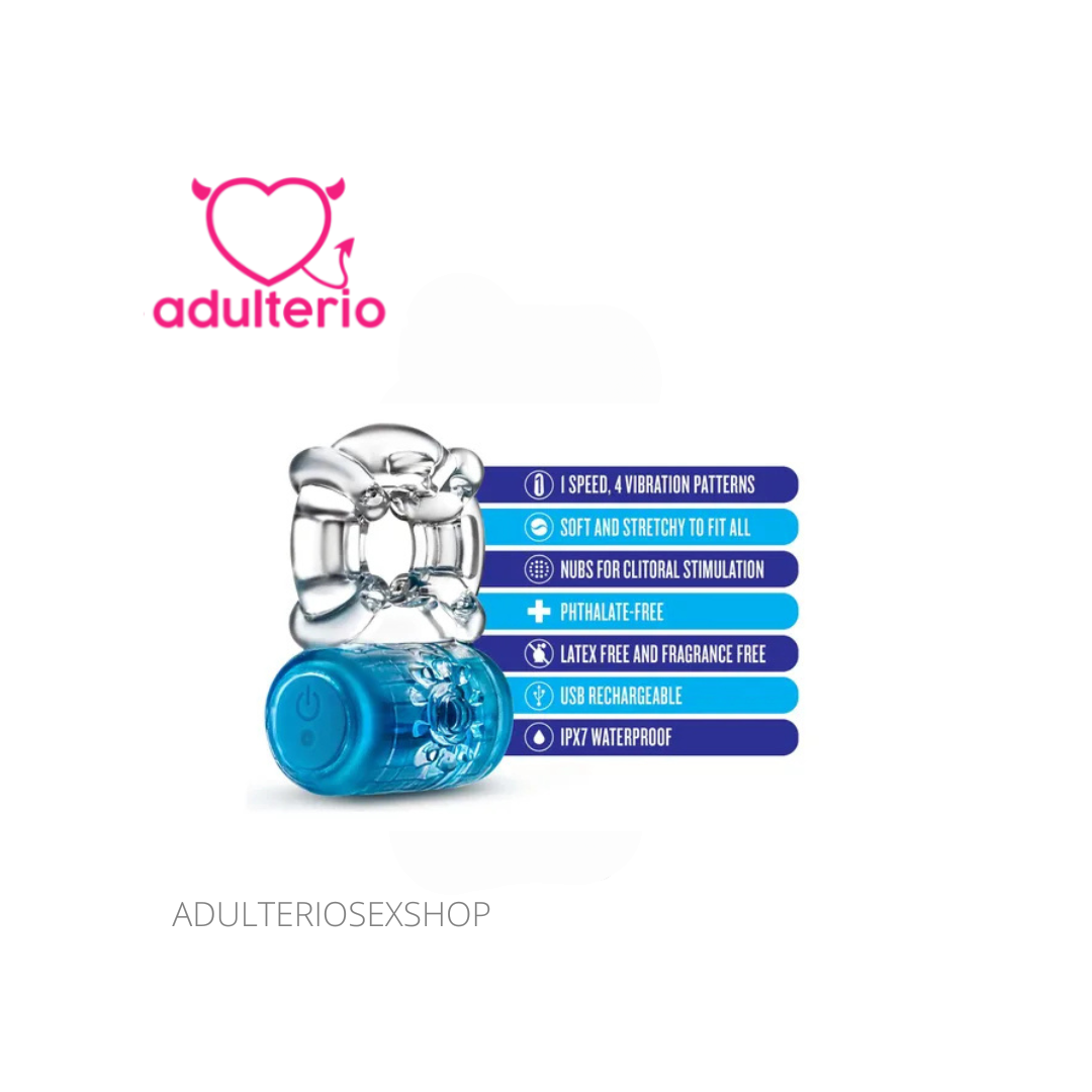 Play With Me C-Ring Blue | Anillo Vibrador Recargable azul - Imagen 4