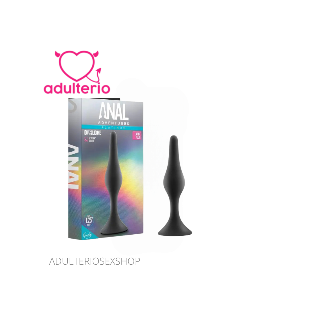 Anal Adventures Platinum Silicone Beginner Plug Large Black 1.5" - Imagen 4