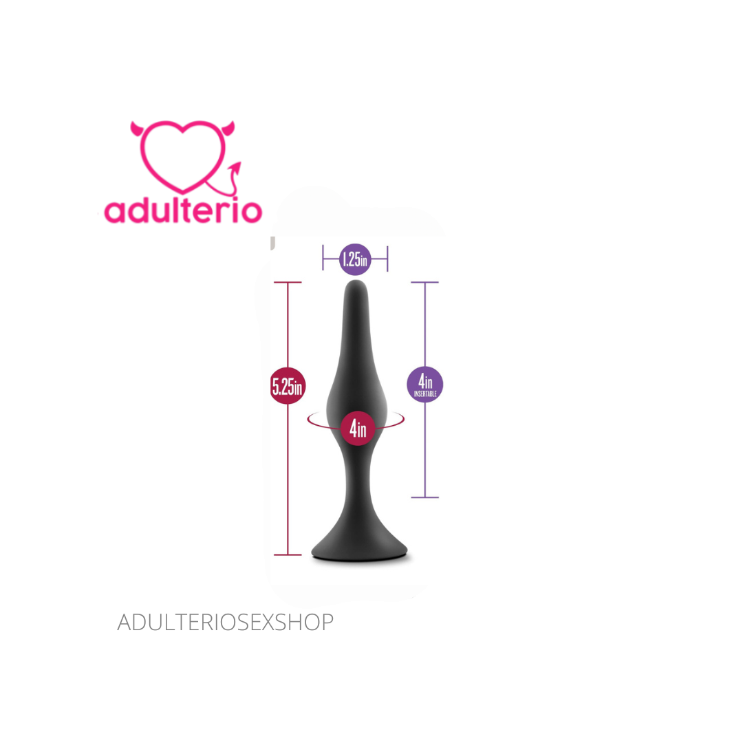 Anal Adventures Platinum Silicone Beginner Plug Large Black 1.5" - Imagen 3