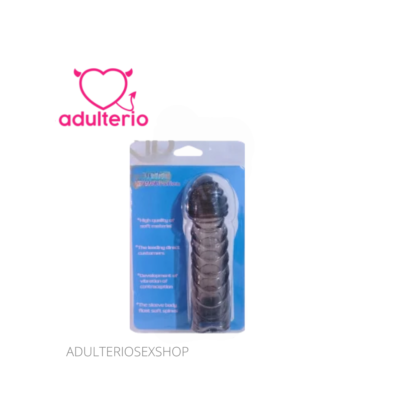 Funda para Pene Acanalada con Bala Vibradora Humo | Crystal